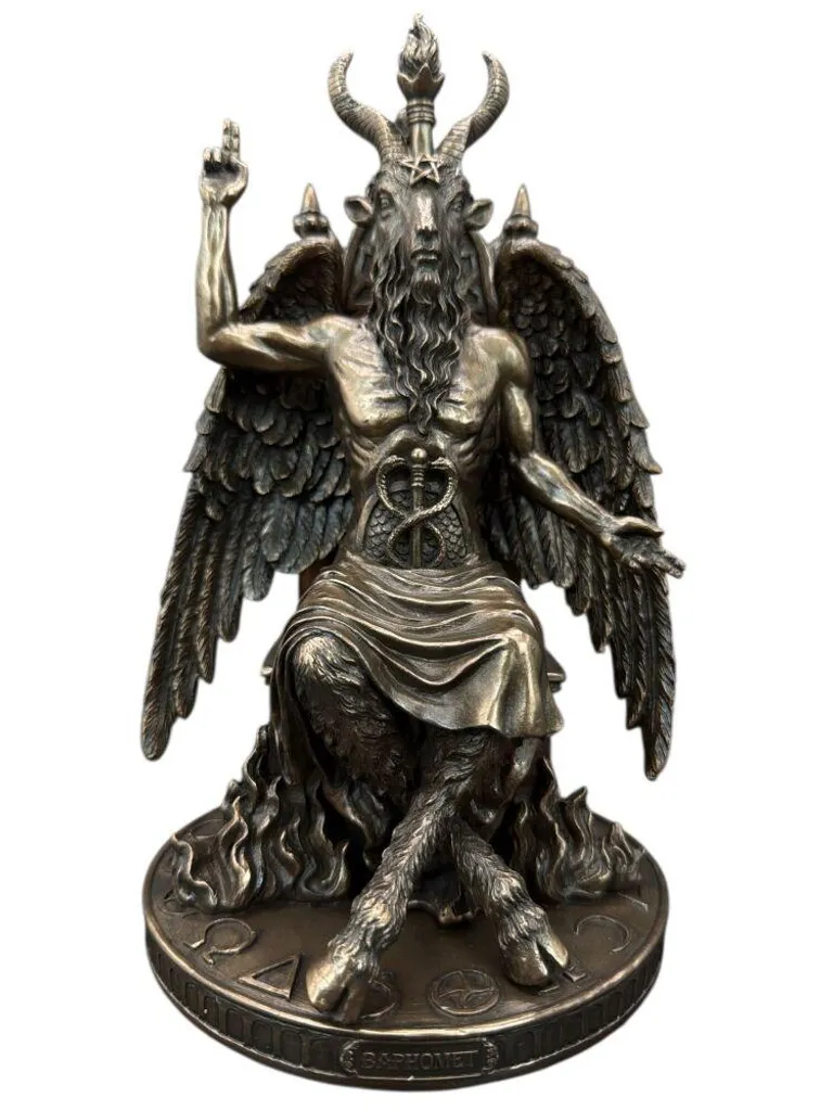 Sculpture Baphomet ésotérique Veronese aspect bronze antique et raffiné