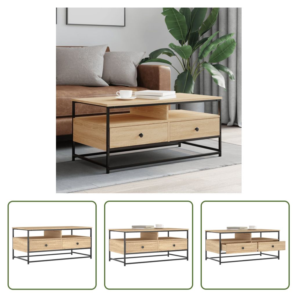 The Living Store Couchtisch Sonoma-Eiche 100x51x45 cm Holzwerkstoff