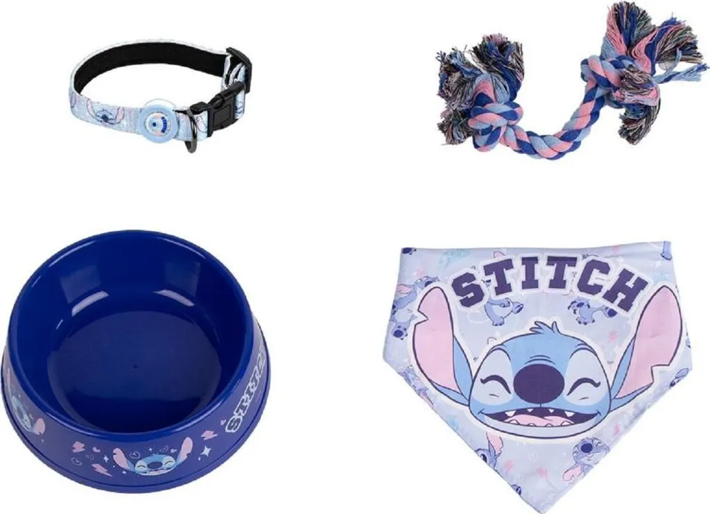 Accessori Cane Stitch Disney: Kit Regalo 4 Pezzi con Ciotola e Collare