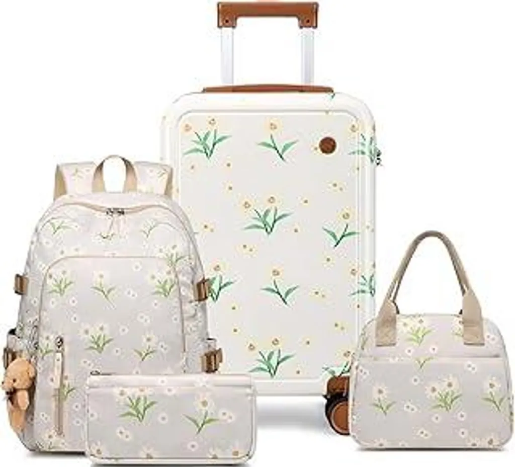 Sea choice Valigia per bambini Set zaino e valigia a mano in policarbonato Leggera Valigia rigida Trolley Valigia da viaggio con 4 ruote, lucchetto TSA, 53x34x21 cm