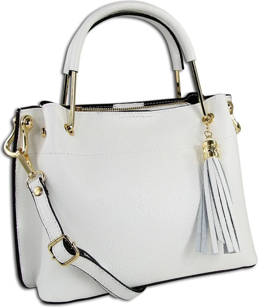 Grand sac à main en cuir véritable blanc pour femme - Style Épuré