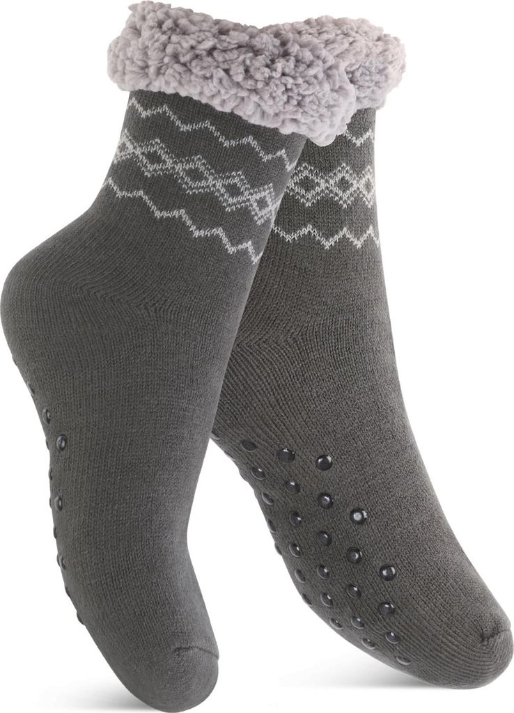 Footstar Damen und Herren Winter Haussocken (1 Paar) Kuschelsocken - Anthrazit 35-38