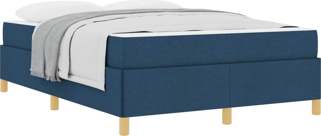 vidaXL Bettrahmen mit Matratze Blau 160 x 200 cm Stoff