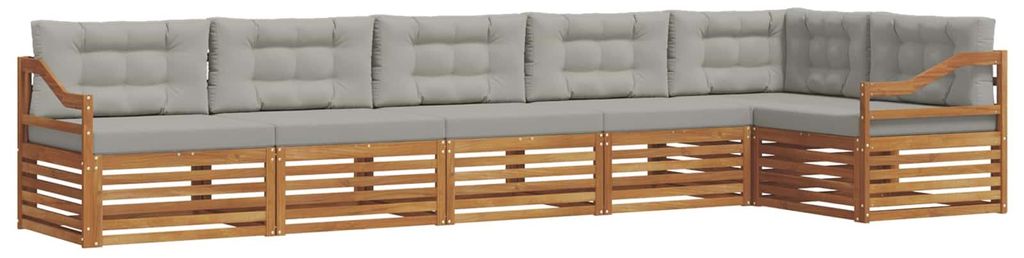 vidaXL Outdoor-Sofagarnitur mit Kissen 6 pcs Natürlich und Hellgrau