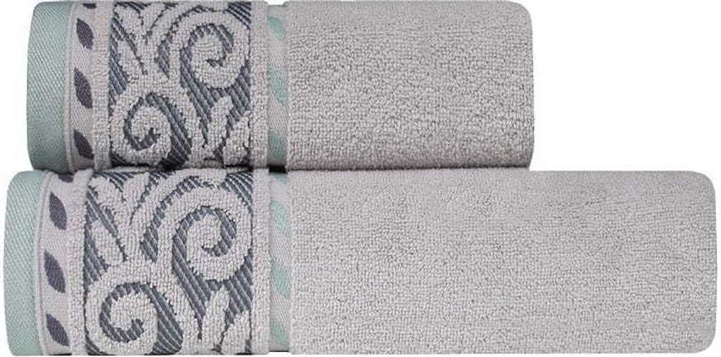 Handtuch, Baumwollhandtuch mit Rand Victoria 70x140cm Hellgrau