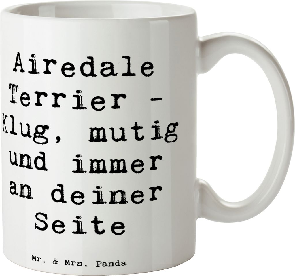 Mr. & Mrs. Panda Kaffeepott Spruch Airedale Terrier - Weiß - Geschenk, Teepott, Hunderassen Pflege, Hunderasse, Henkelpott, Familienhund, hundeerz...