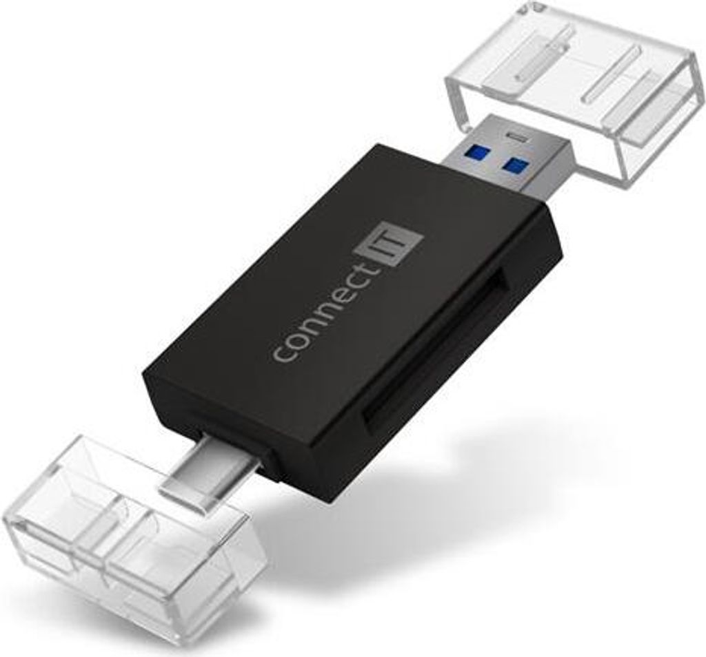 Connect IT CFF-1020-BK, MicroSD (TransFlash), MicroSDHC, MicroSDXC, SD, SDHC, SDXC, Schwarz, 5000 Mbit/s, USB 3.2 Gen 1 (3.1 Gen 1) Type-A/Type-C
