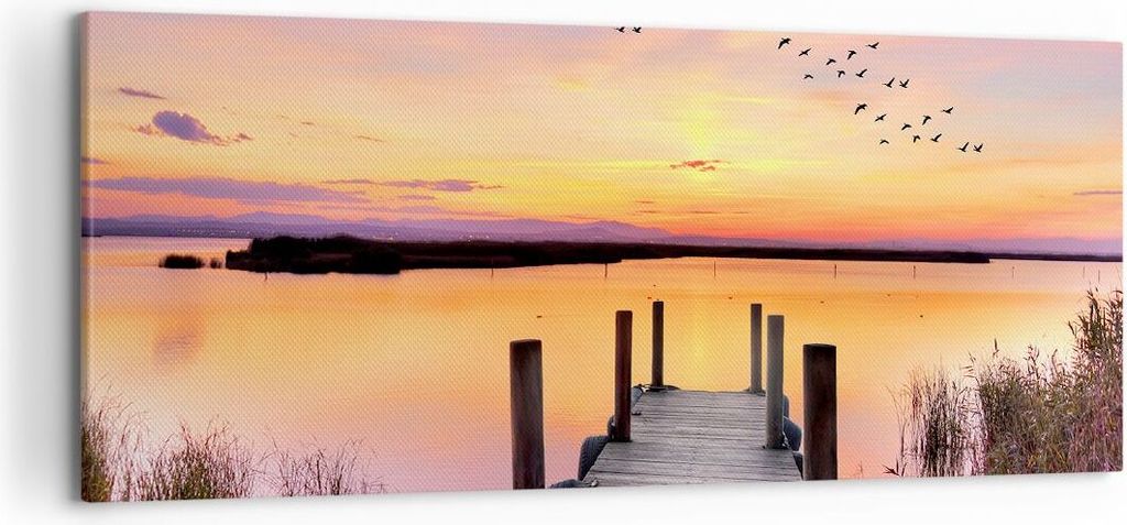 Bild auf Leinwand - Leinwandbild - Fußgängerbrücke Sommer Menschen Liebe - 120x50cm - Wand Bild - Wanddeko - Leinwanddruck - Bilder - Kunstdruck...