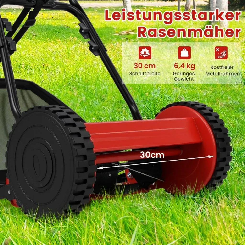 Tondeuse à main hélicoïdale de 30 cm pour entretien de petite pelouse