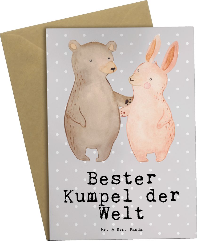Mr. & Mrs. Panda babykarte Hase Bester Kumpel der Welt - Grau Pastell - Geschenk, Bro, Grußkarten, hochzeitskarten, Kumpane, Kollege, Geschenkidee...