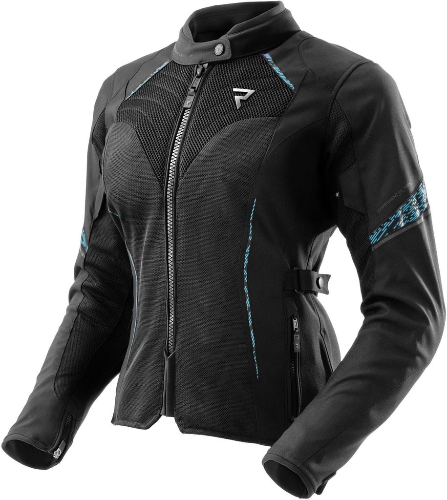 Rebelhorn Jax wasserdichte Damen Motorrad Textiljacke, schwarz/blau, 4XL