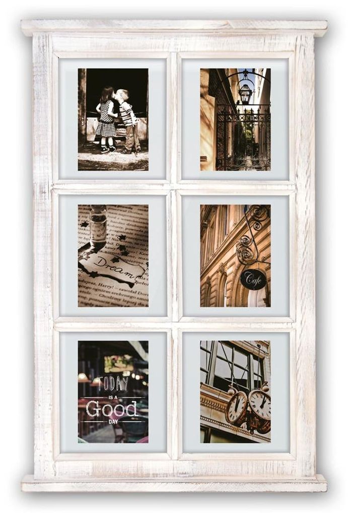 Vintage Holz Bilderrahmen Collage rechteckig weiss für Produktbild 