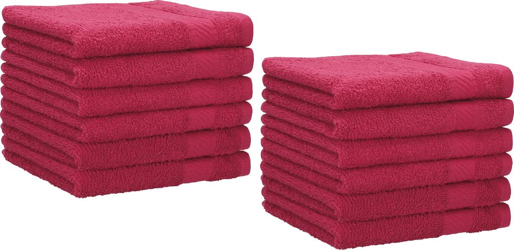 Betz 12 Stück Gästetücher 30x50 cm PALERMO 100% Baumwolle Farbe: cranberry