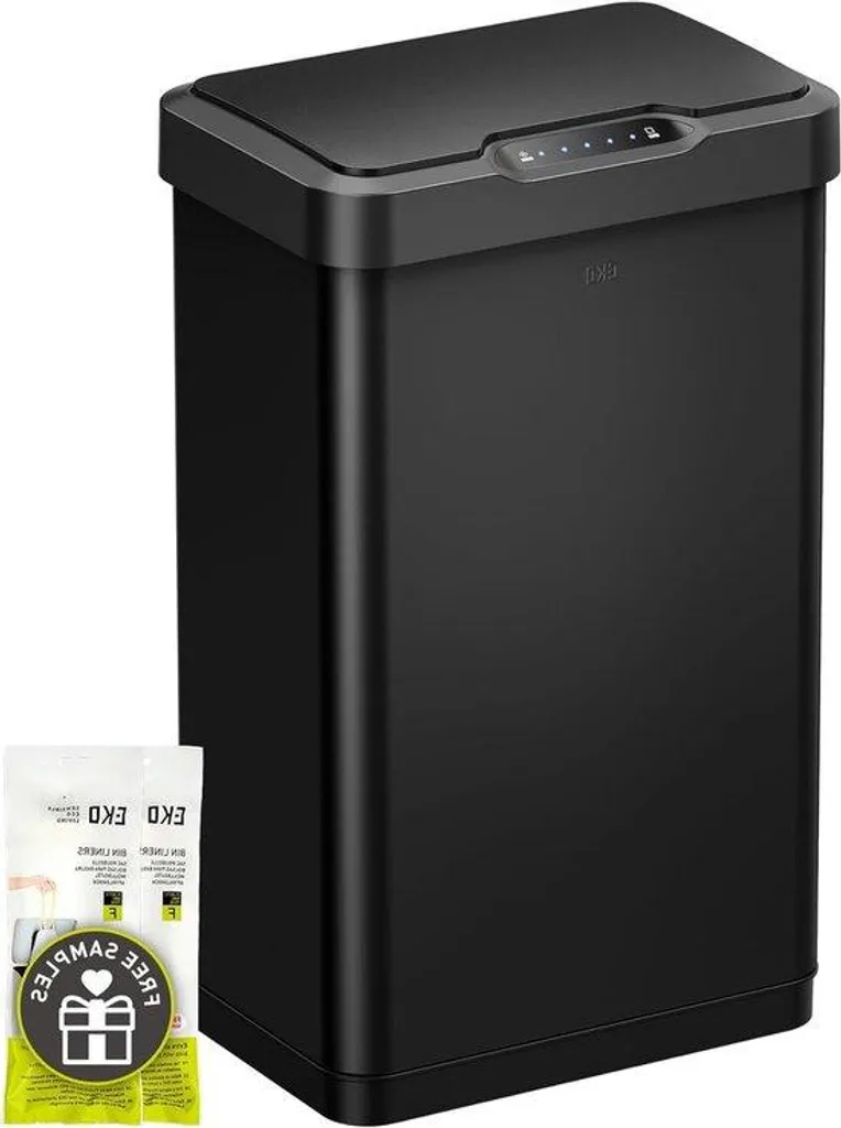 Poubelle 50L en acier inoxydable noir mat avec capteur automatique