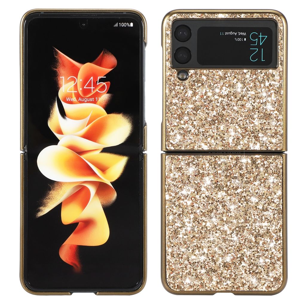 Für Samsung Galaxy Z Flip4 5G Glitzer Diamant TPU Design Handy Tasche Hülle Gold