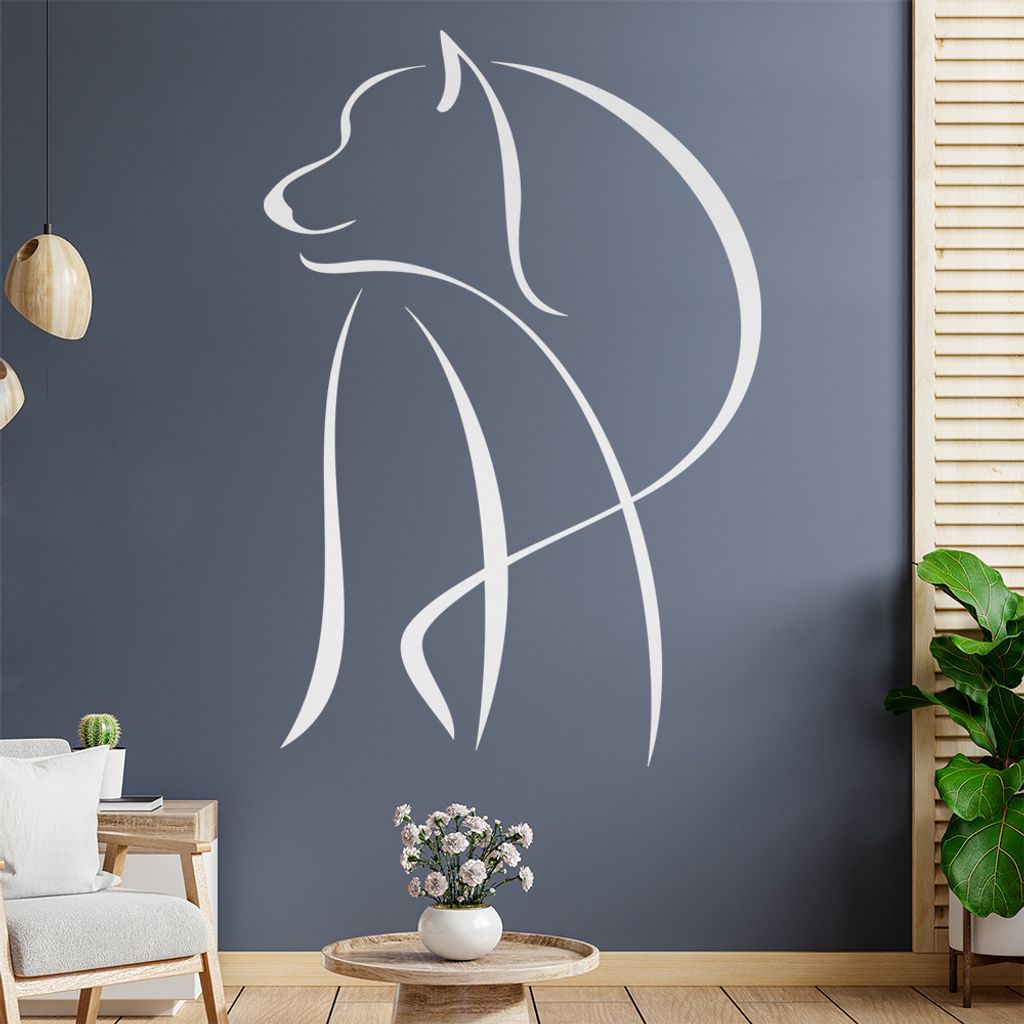 Wolf Linien - Wölfe Wandtattoo in 6 Größen - Wandaufkleber Wall Sticker - Dekoration, Küche, Wohnzimmer, Schlafzimmer, Badezimmer