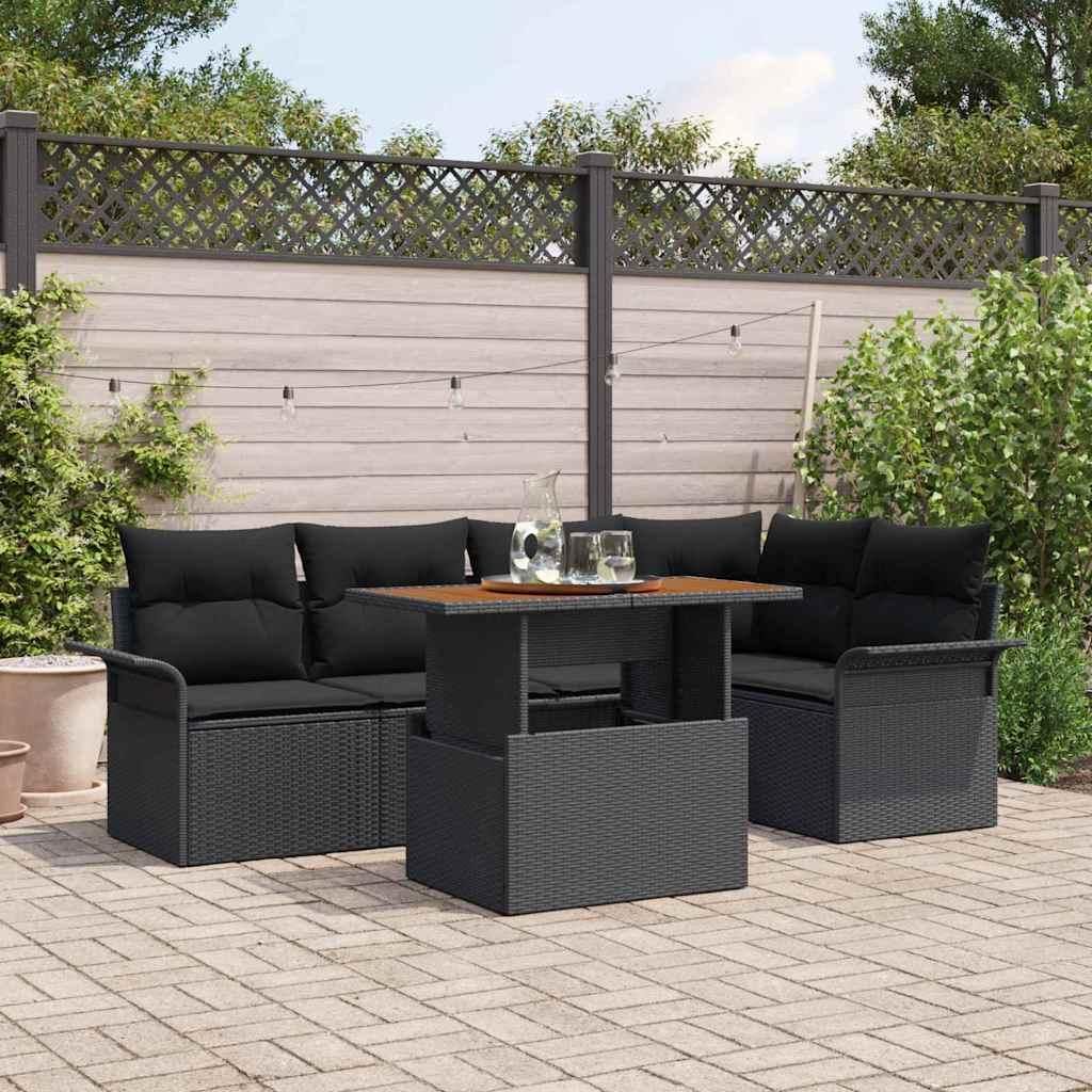 Maison Exclusive - Garten-Sofa-Set mit Speicher 6 pcs Schwarz Poly Rattan
