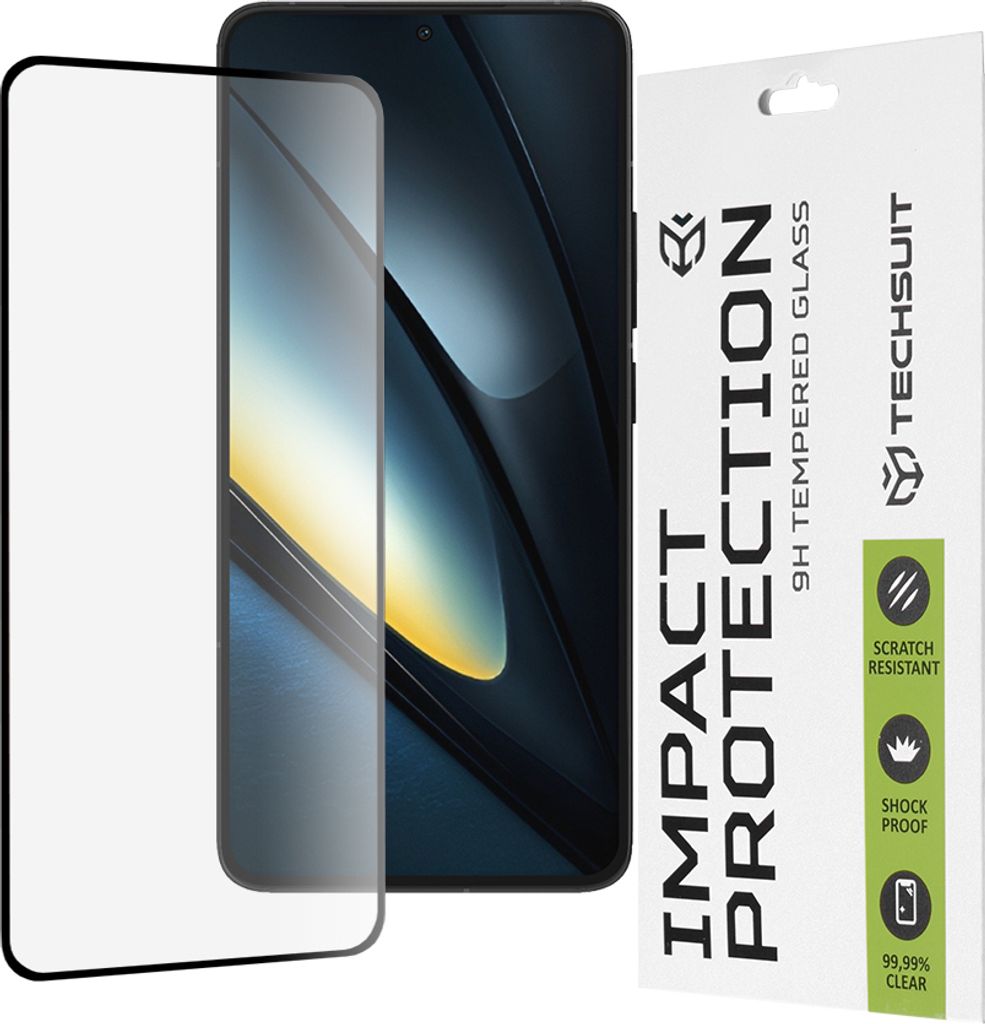 Techsuit Full Cover Impact Protection Displayschutzfolie fr Xiaomi Poco F6 Pro - Schwarz
