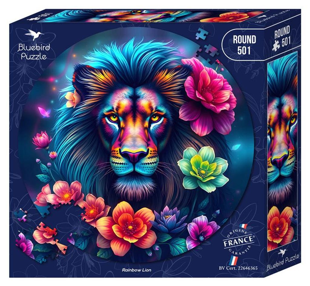 Puzzle 501 elementów Bluebird – Okrągły tęczowy lew Zdjęcie produktu 