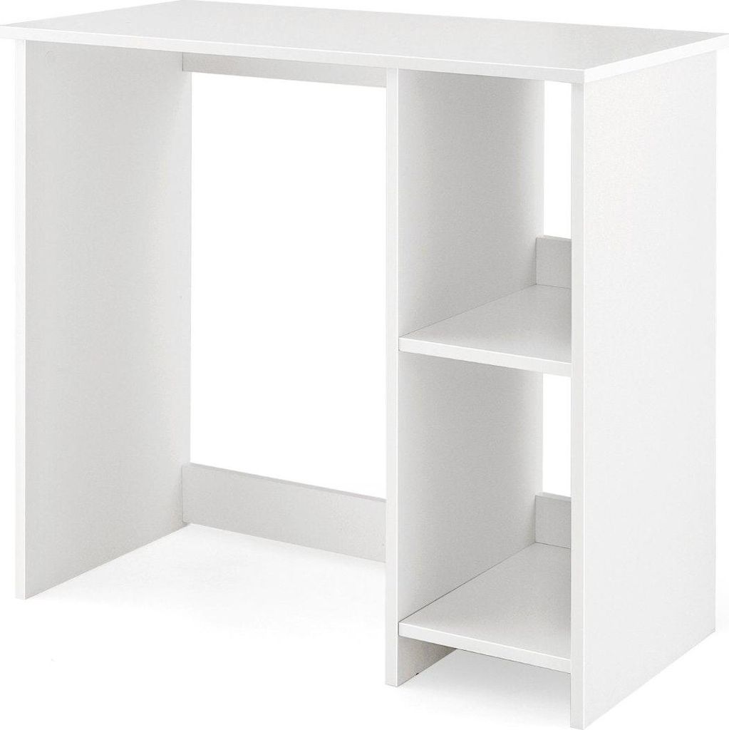 Kleiner Schreibtisch mit 2 Fächern Computertisch Bürotisch PC-Tisch 80 x 40 x 74 cm Weiß