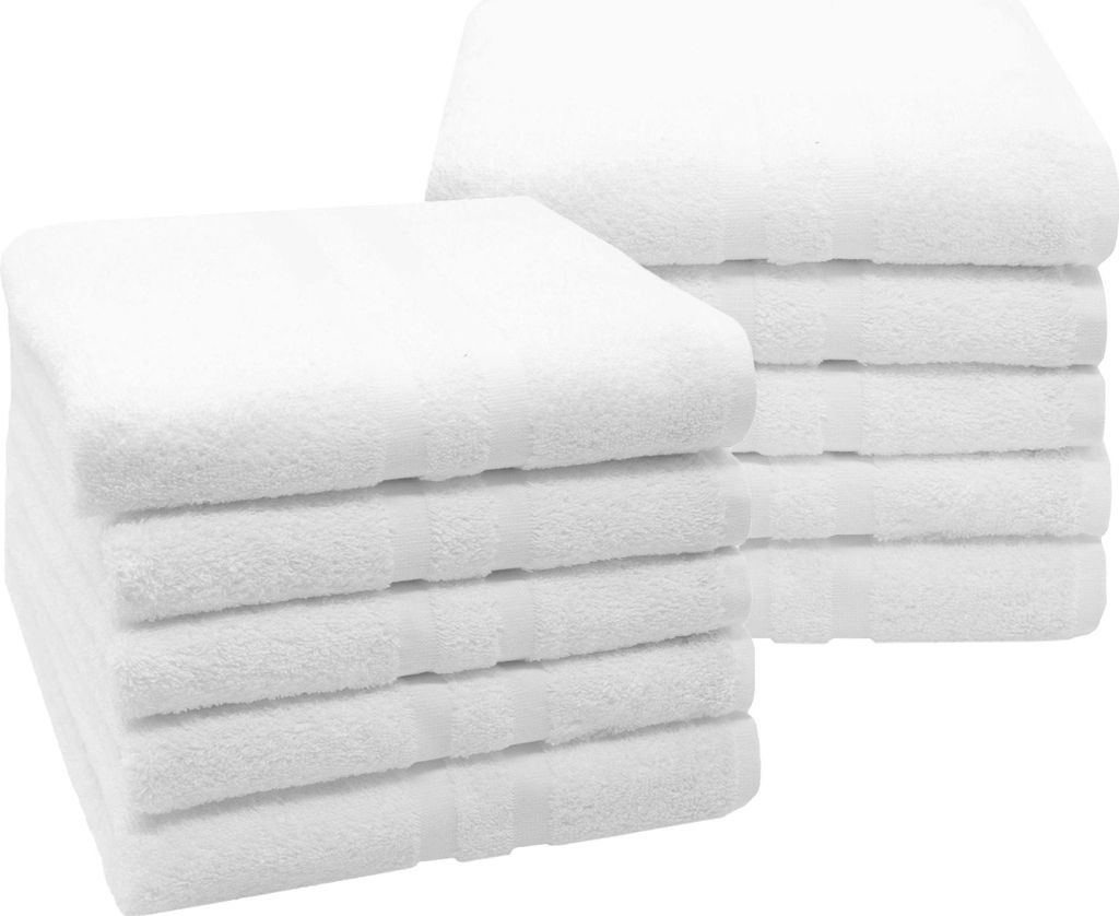 10er Set Handtücher, 50x100 cm, 100% Baumwolle, weiß Produktbild 