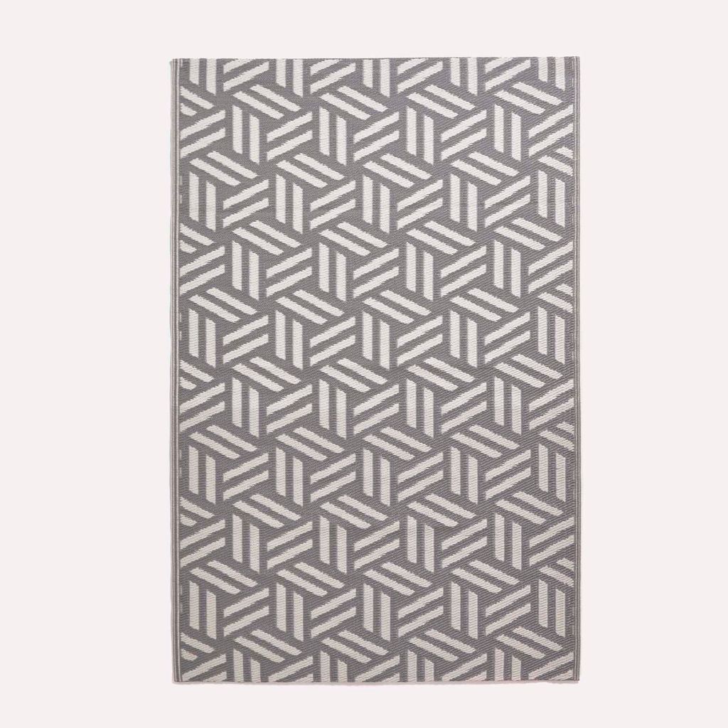 HOMESCAPES Outdoor Teppich wetterfest grau-weiß 240 x 300 Produktbild 