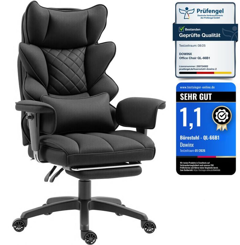 Gaming-Bürostuhl ergonomisch mit Taschenfederkissen, Produktbild 