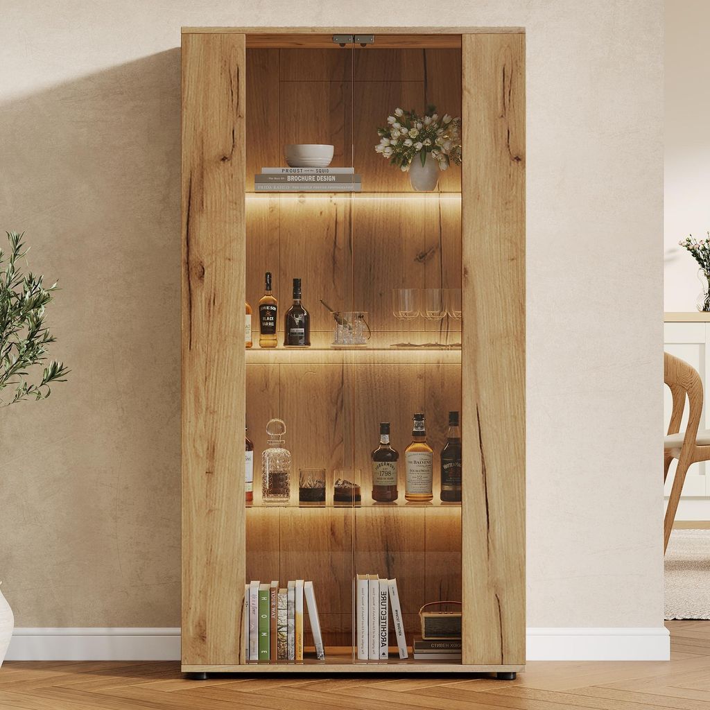 Merax vitrinekast met LED-verlichting, glazen vitrine met 2 Productafbeelding 