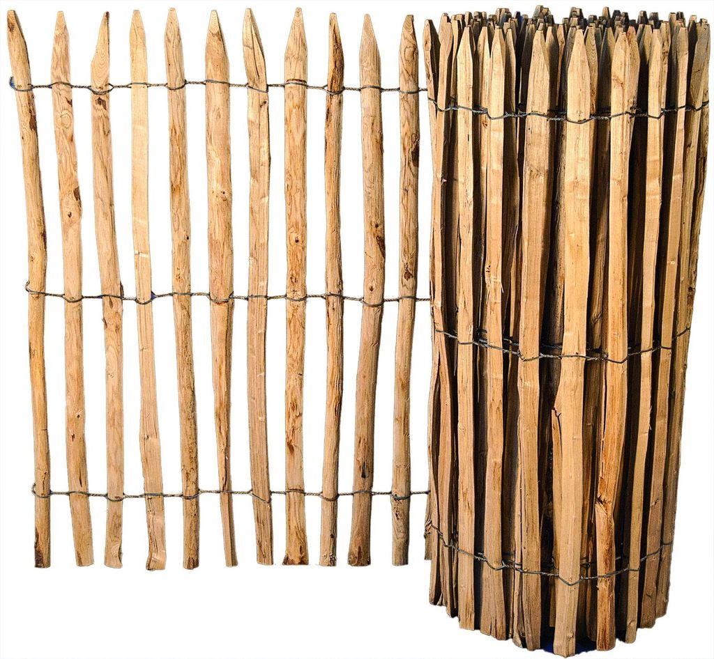 Staketenzaun 0,9x10m Abstand 4-5cm Gartenzaun Holzzaun Rollzaun Gartenteich Zaun