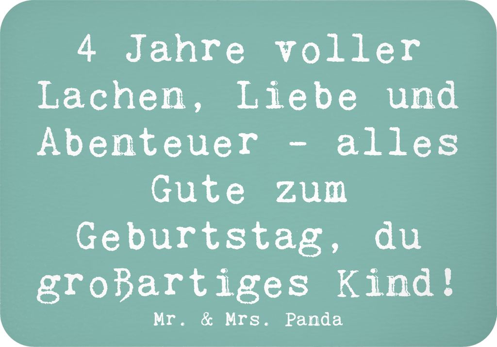 Mr. & Mrs. Panda Kühlschrankmagnet Spruch 4. Geburtstag - Meeresbrise - Geschenk, vierter, magnet, Happy Birthday, Geburtstagsdeko, stolz, Herzlic...