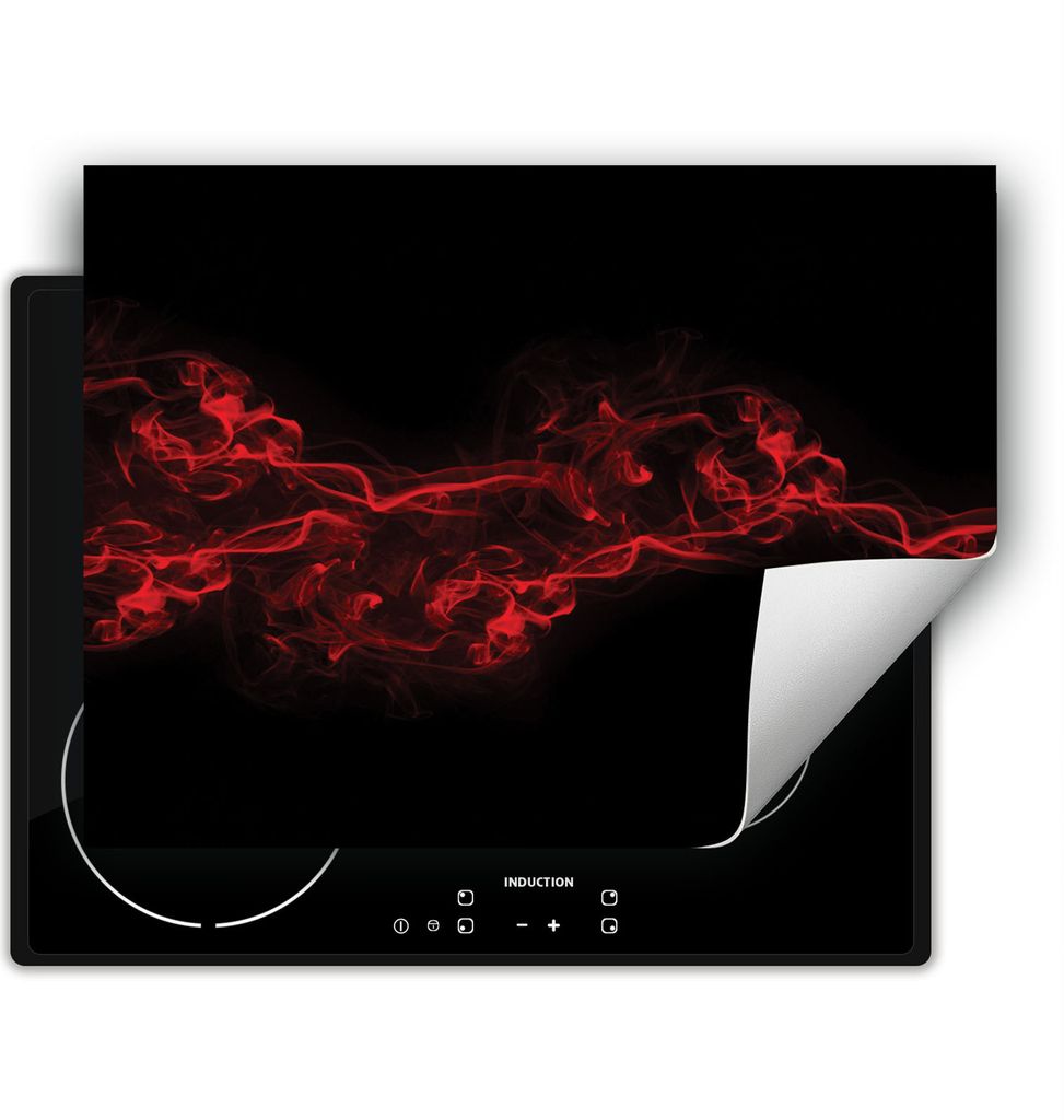 DarHaus Herdabdeckplatte 70x52 cm Anti Rutsch Matte Aufrollbar, schwarz - rot