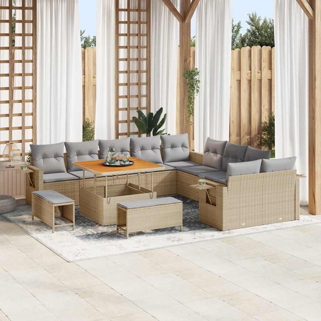 Möbel Garten-Sofa-Set 13 pcs Beige Poly-Rattan - Gartenmöbelgarnituren 3361797