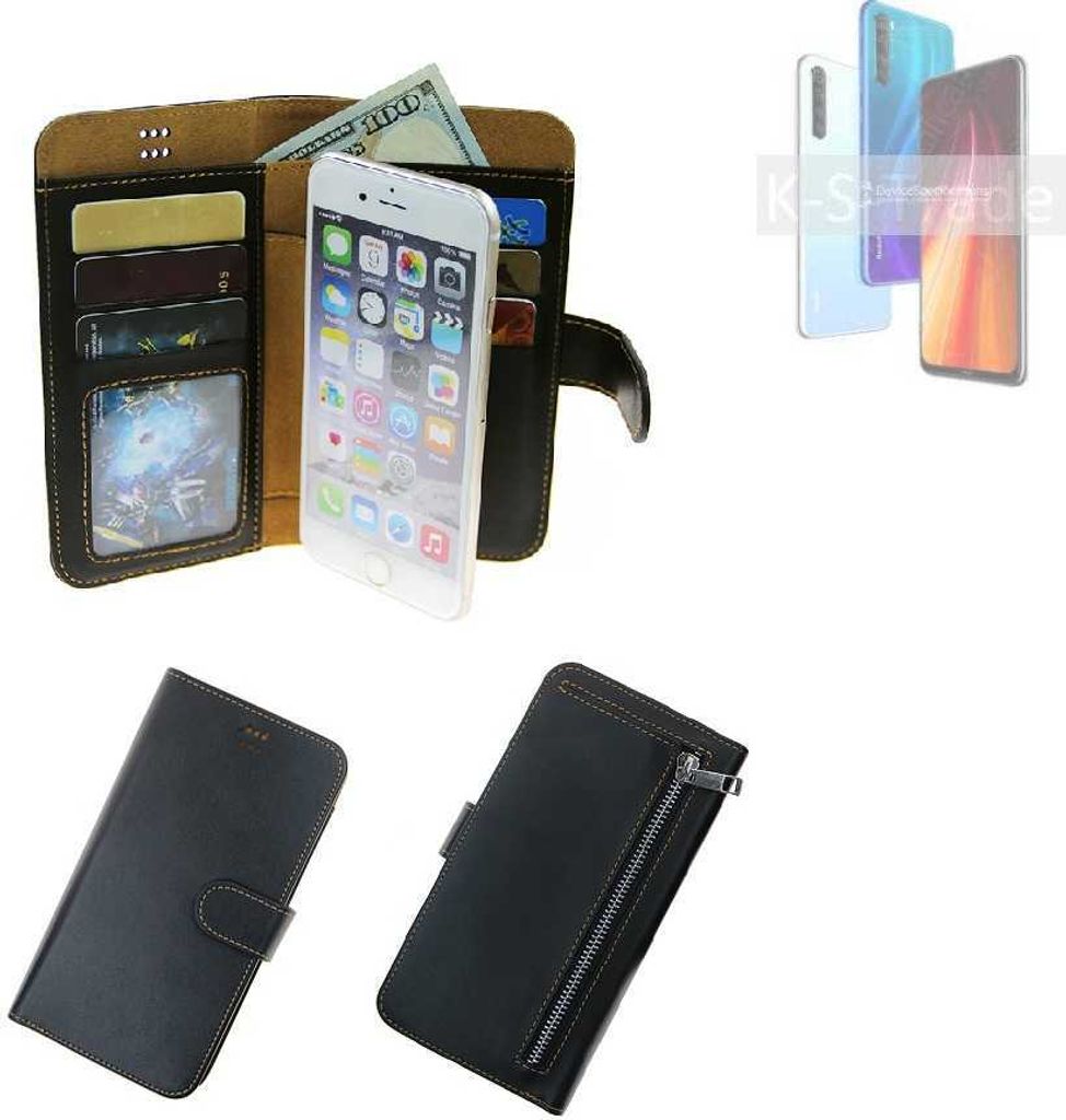 K-S-Trade Schutz Hülle kompatibel mit Xiaomi Redmi Note 8 2021 Klapphülle Case Phone cover Slim Handytasche Handy Hülle schwarz aus Kunstleder (1