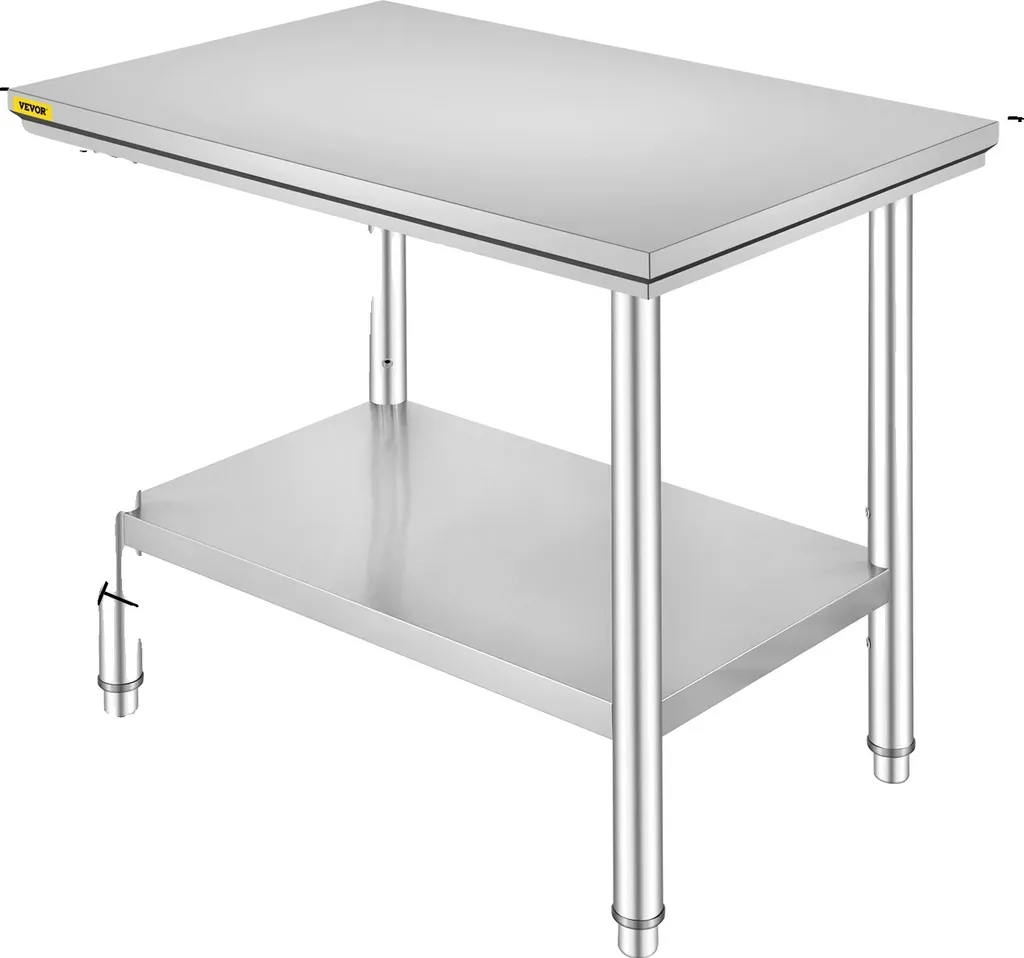 Plan de travail cuisine inox pro charge 330 livres pieds ajustables
