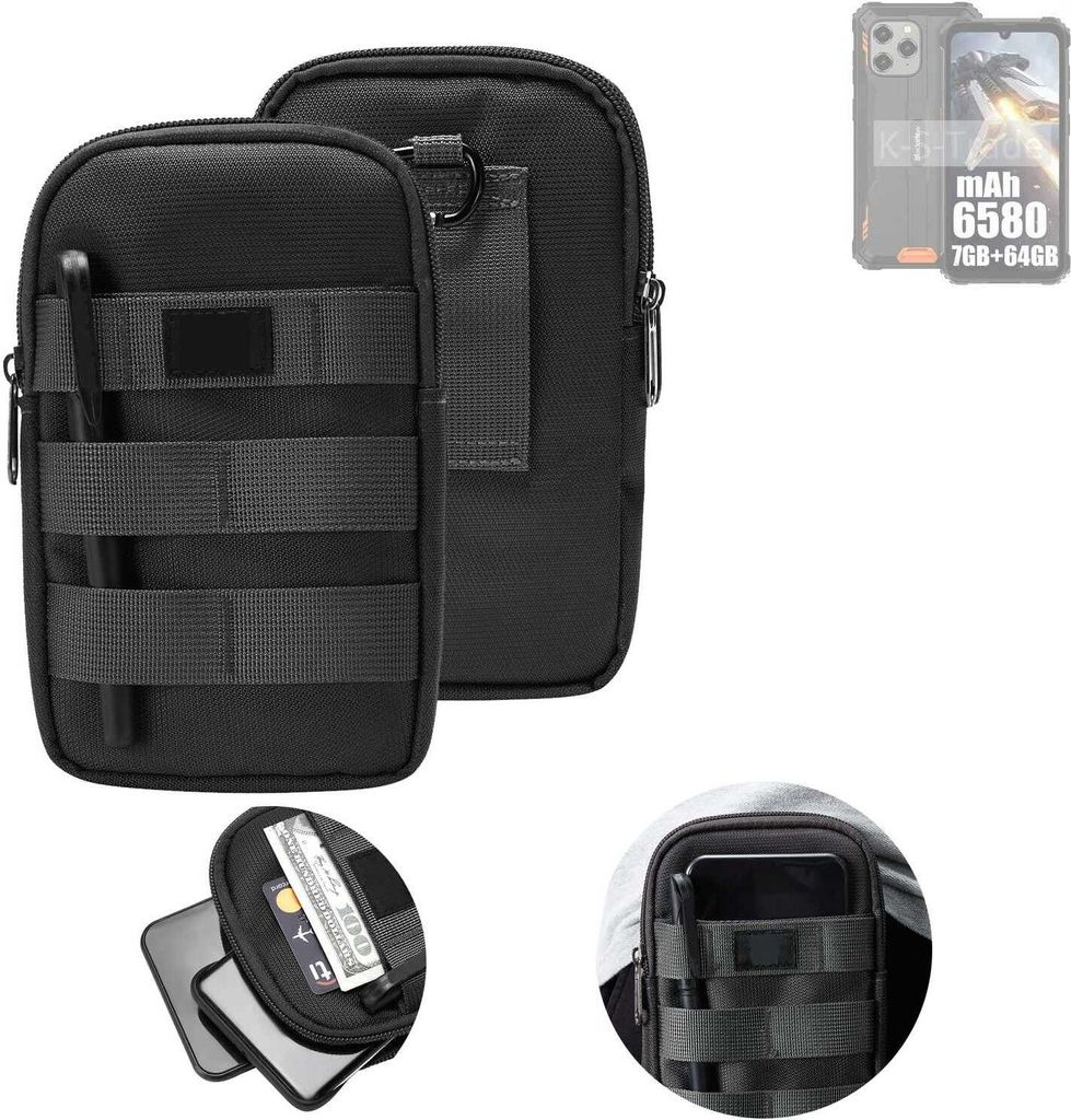 K-S-Trade Holster Gürtel Tasche kompatibel mit Blackview BV5300 Pro Handy Tasche Schutz Hülle dunkel-grau viele Fächer, 1x
