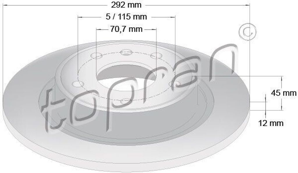 TOPRAN 208 310 - OE 05 69 071 Bremsscheibe, Hinterachse für Zafira Tourer C, Cascada (W13), Astra J
