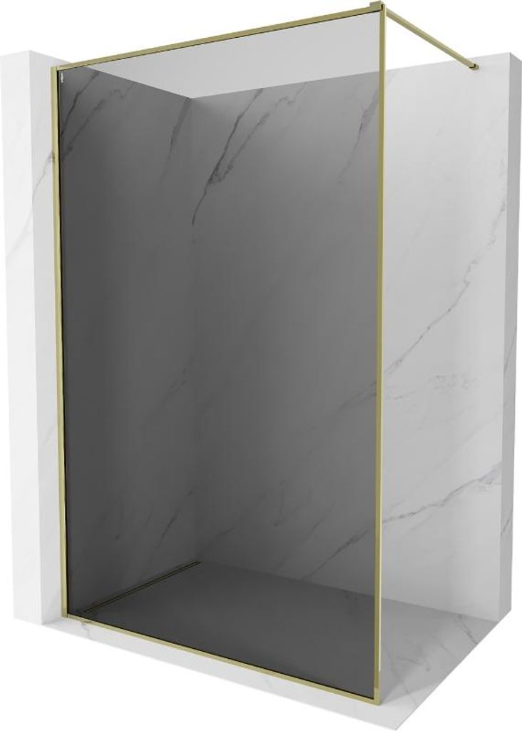 Mexen Kioto-F Duschwand Walk-in mit Rahmen 120 x 202 cm, graphit 8 mm, gold - 800-120-104-50-40