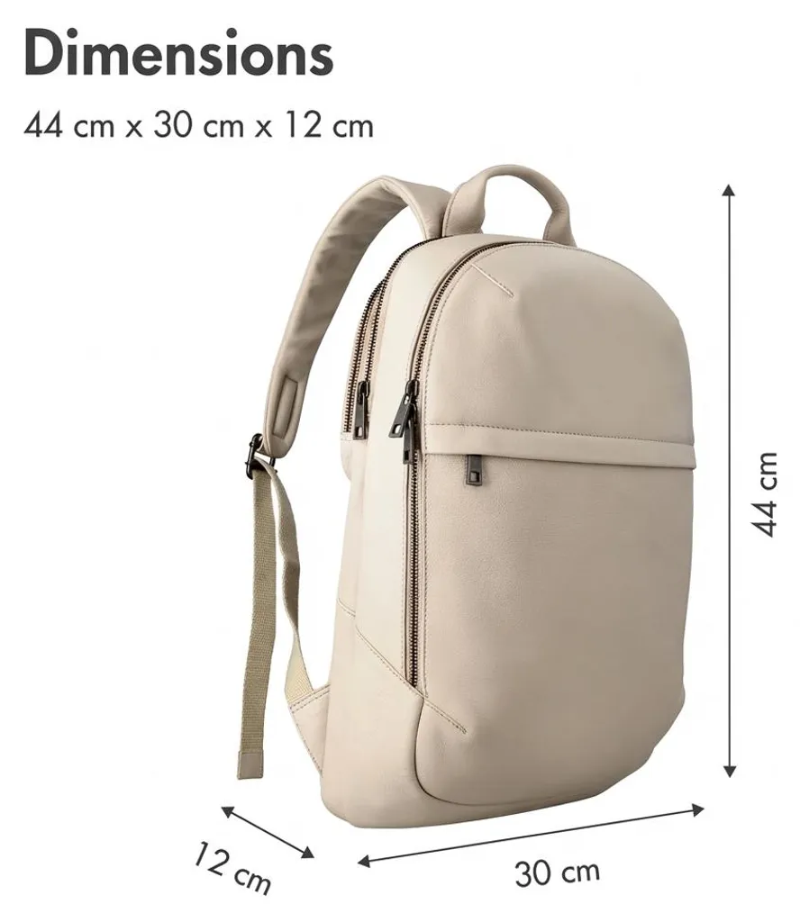 Sac à dos ordinateur 16 pouces Accezz en cuir beige - Style élégant - 8