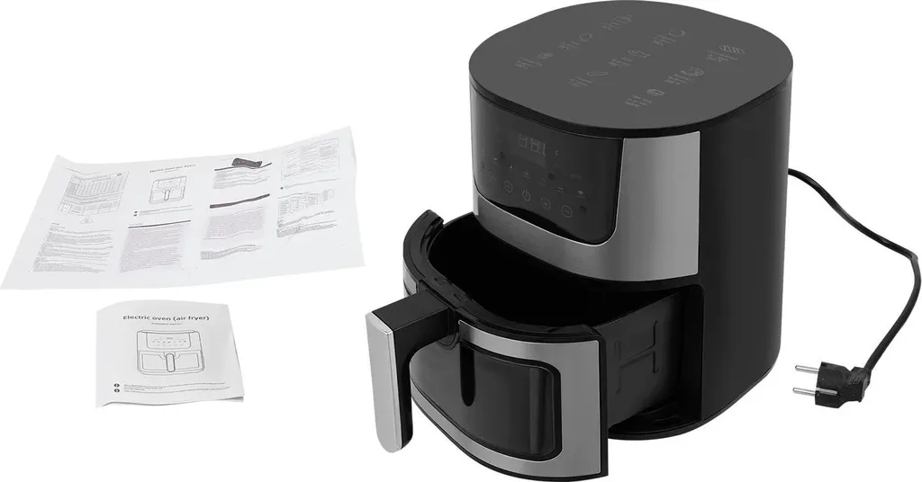 Friteuse sans Huile Airfryer 7 Litres Inox Noir avec Hublot de Cuisson