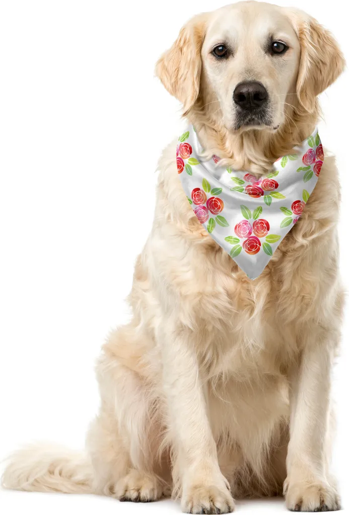 Foulard Cane Fiori e Rose ABAKUHAUS 55x55 cm Design Acquerello - 1