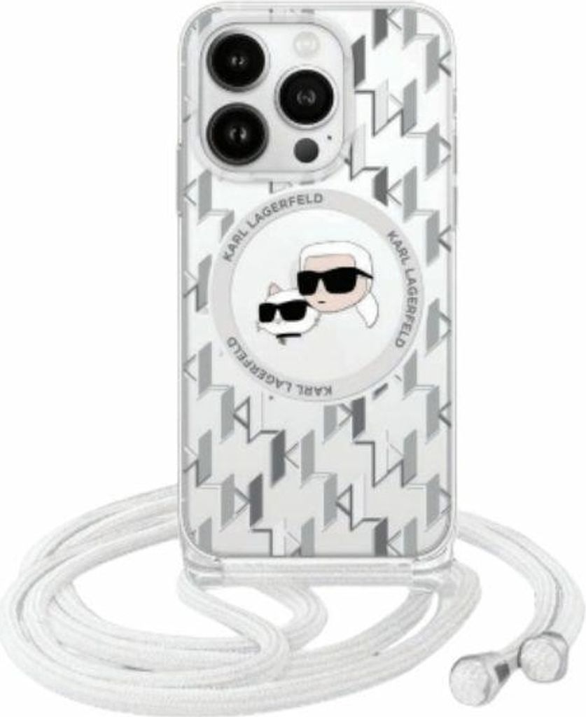 Karl Lagerfeld KLHMP16SHCKCKLCT iPhone 16 6.1" transparent hardcase IML Crossbody Monogram Karl & Choupette Head MagSafe Schutzhülle