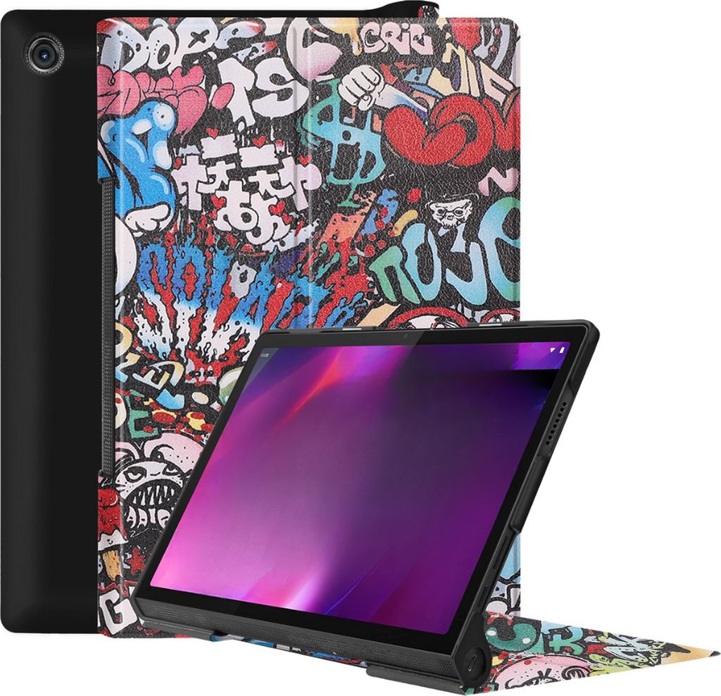 Case2go - Hülle kompatibel mit Lenovo Yoga Tab 11 (2021) - Mit Standfunktion - Kunstleder Tablet Case Schutzhülle - Graffiti