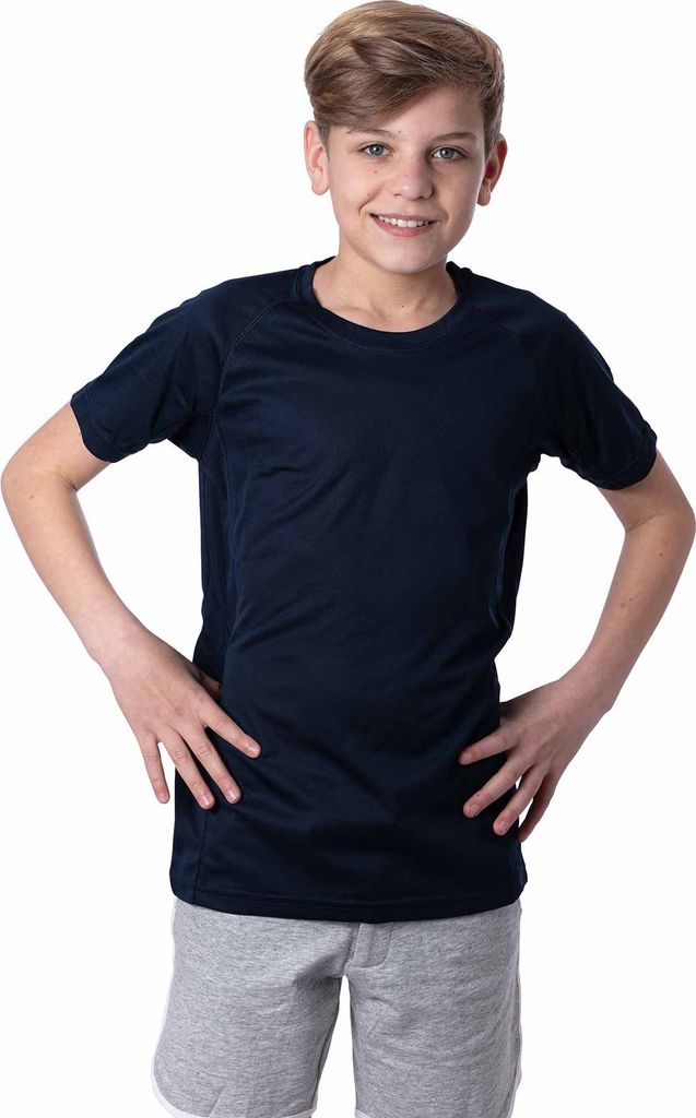 Mivaro Jungen Sportshirt kurzarm in Dunkelblau - atmungsaktives Funktionsshirt mit Rundhals, schnelltrocknend & leicht, Regular Fit, Trikot in 110/...