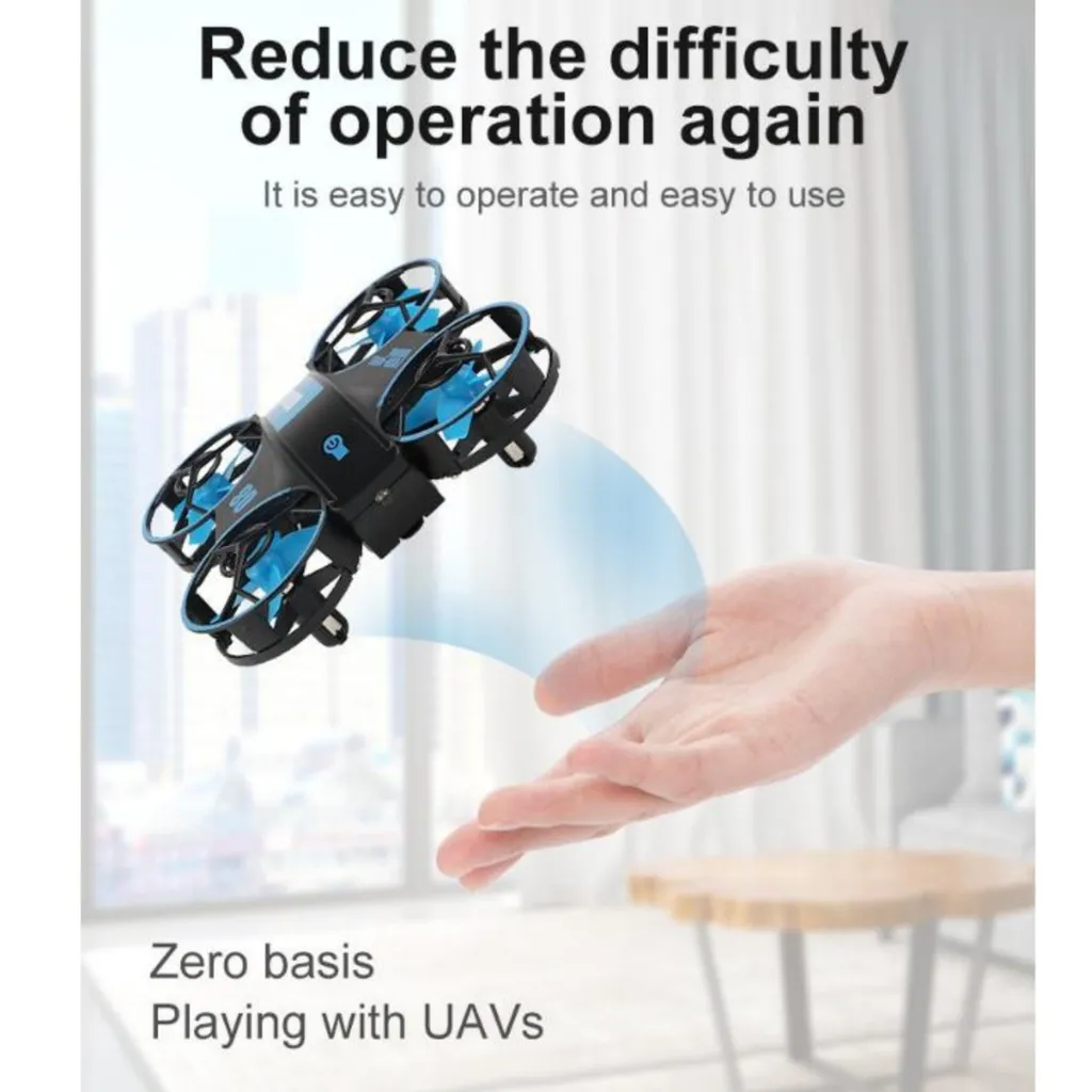 Drone UFO AIORBER télécommandé à la main avec 3 vitesses et LED bleues - 3