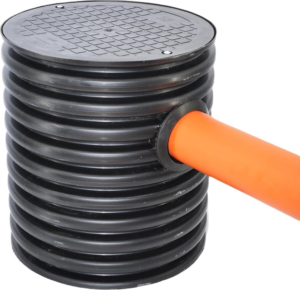 Drainageschacht DN425 0,5m mit Anschluss 2xDN110 Deckel Produktbild 