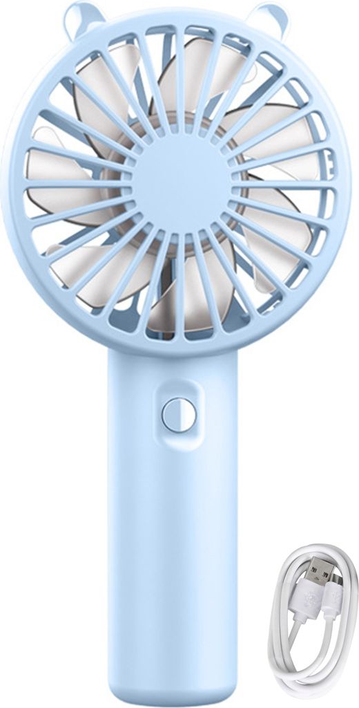 Handgehaltener kleiner Ventilator mit 3 Geschwindigkeitsstufen, starker Luftstrom, geräuscharm, wiederaufladbar über USB, batteriebetriebener Tas...