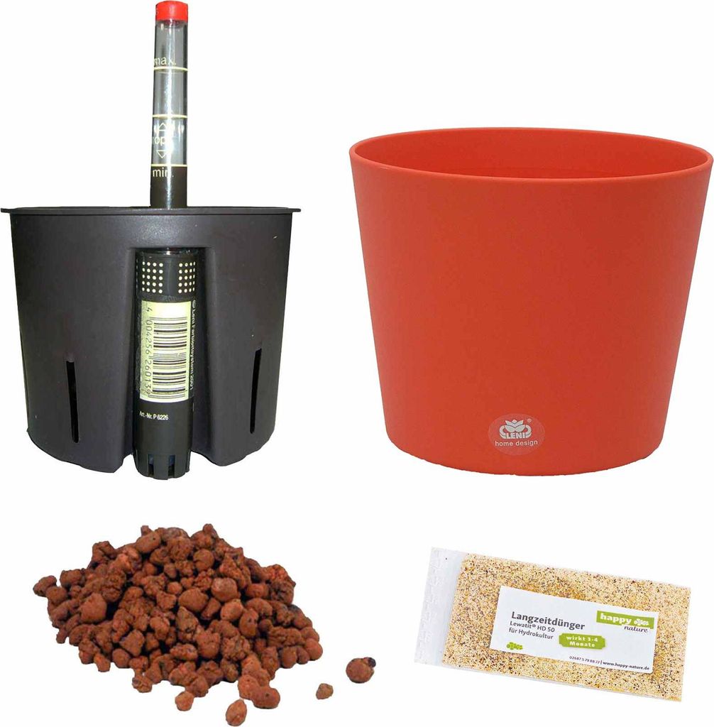 Set 5 teilig Hydro Set Blumentopf Flori Ø 16 orange für Hydropflanzen