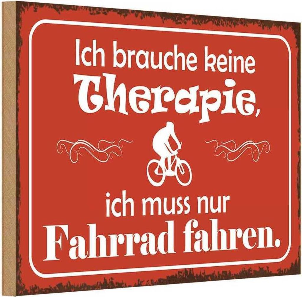 vianmo Holzschild 12x18 cm keine Therapie muss nur Fahrrad Spruch Zitat