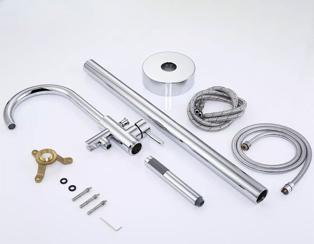 Aloni Standarmatur für freistehende Badewannen Badewannenarmatur Grau gebürstet