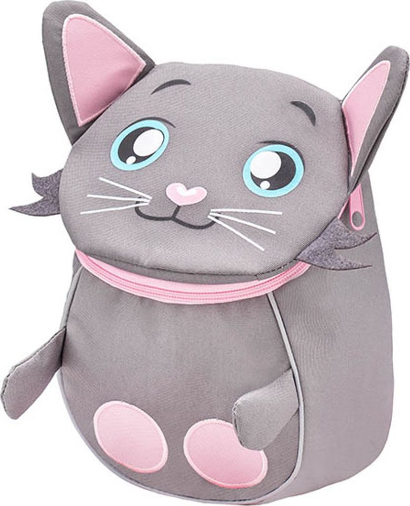 Belmil Kindergartenrucksack mit Brustgurt und Namensschild für 1-3 Jährige/Jungen - Mädchen / 4 L/Grün/in Tierform: Kätzchen (305-15 Mini Kitten)